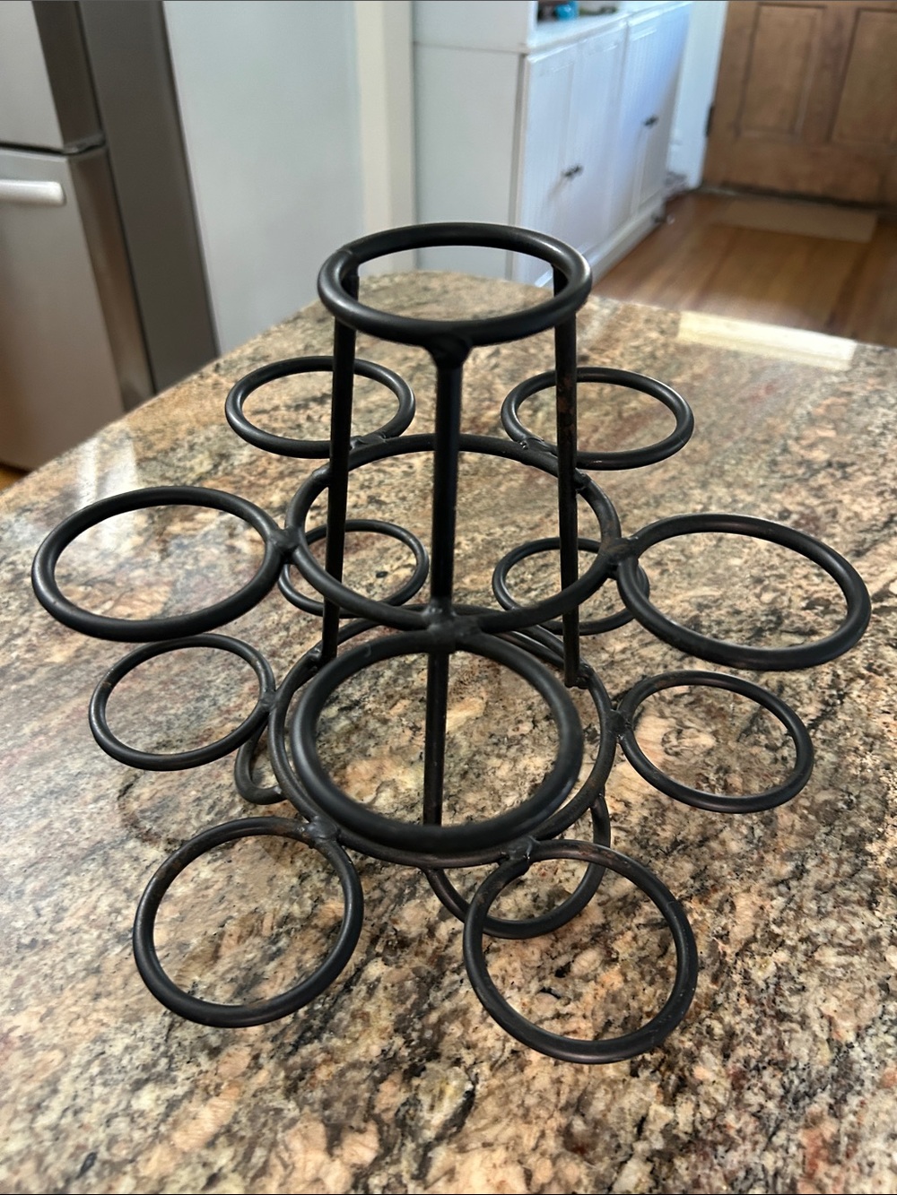 Vintage Black Metal Apple Stacker Stand - Multi-Tier Countertop Display